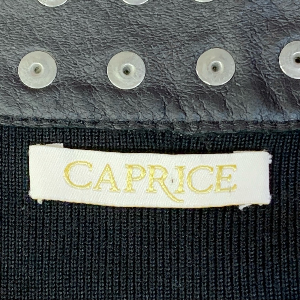 Caprice~Women's Full Zip Studded Leather & Knit Combo Moto/Biker Jacket~Sz L - Picture 12 of 16